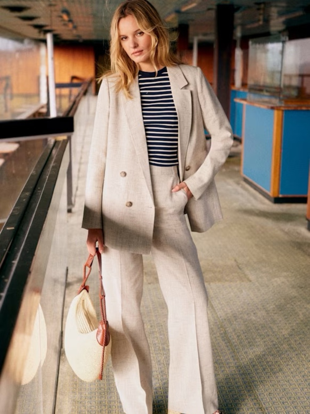 Sezane Chelsea Jacket Blazer Mottled Beige Size 36 US 4 NWT